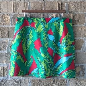 Vineyard Vines Banana Leaf Print Skirt Silk Size 16